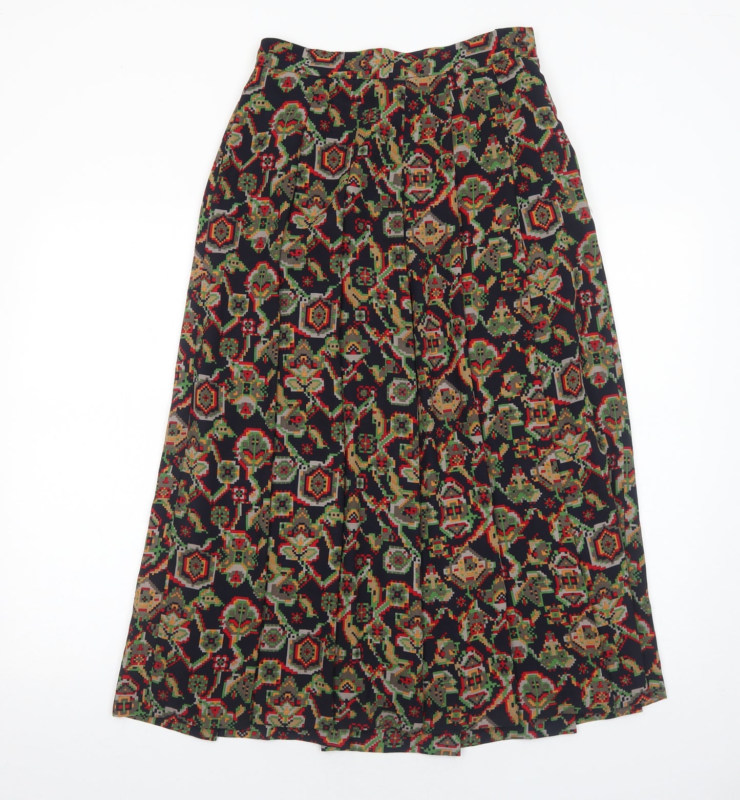 Country Casuals Womens Black Geometric Polyester Peasant Skirt Size 12 Zip