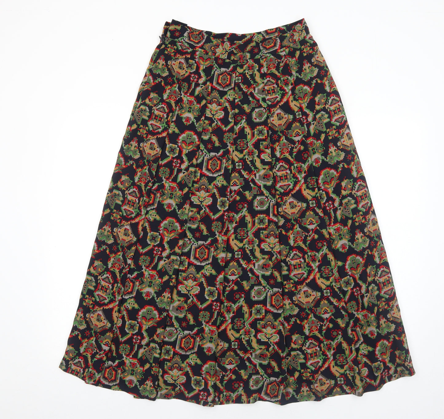 Country Casuals Womens Black Geometric Polyester Peasant Skirt Size 12 Zip