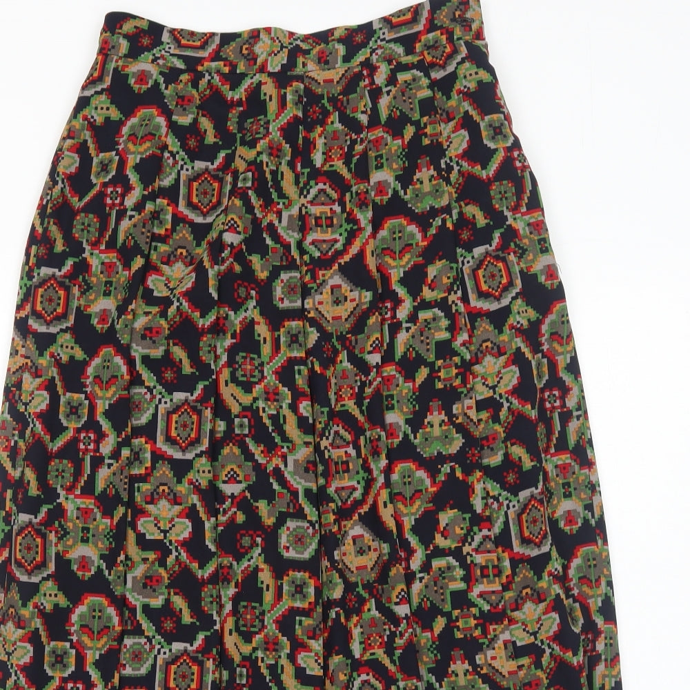 Country Casuals Womens Black Geometric Polyester Peasant Skirt Size 12 Zip