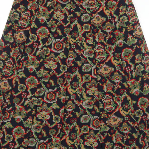 Country Casuals Womens Black Geometric Polyester Peasant Skirt Size 12 Zip