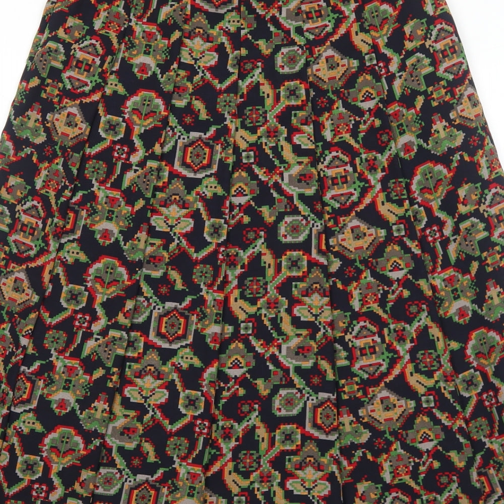 Country Casuals Womens Black Geometric Polyester Peasant Skirt Size 12 Zip