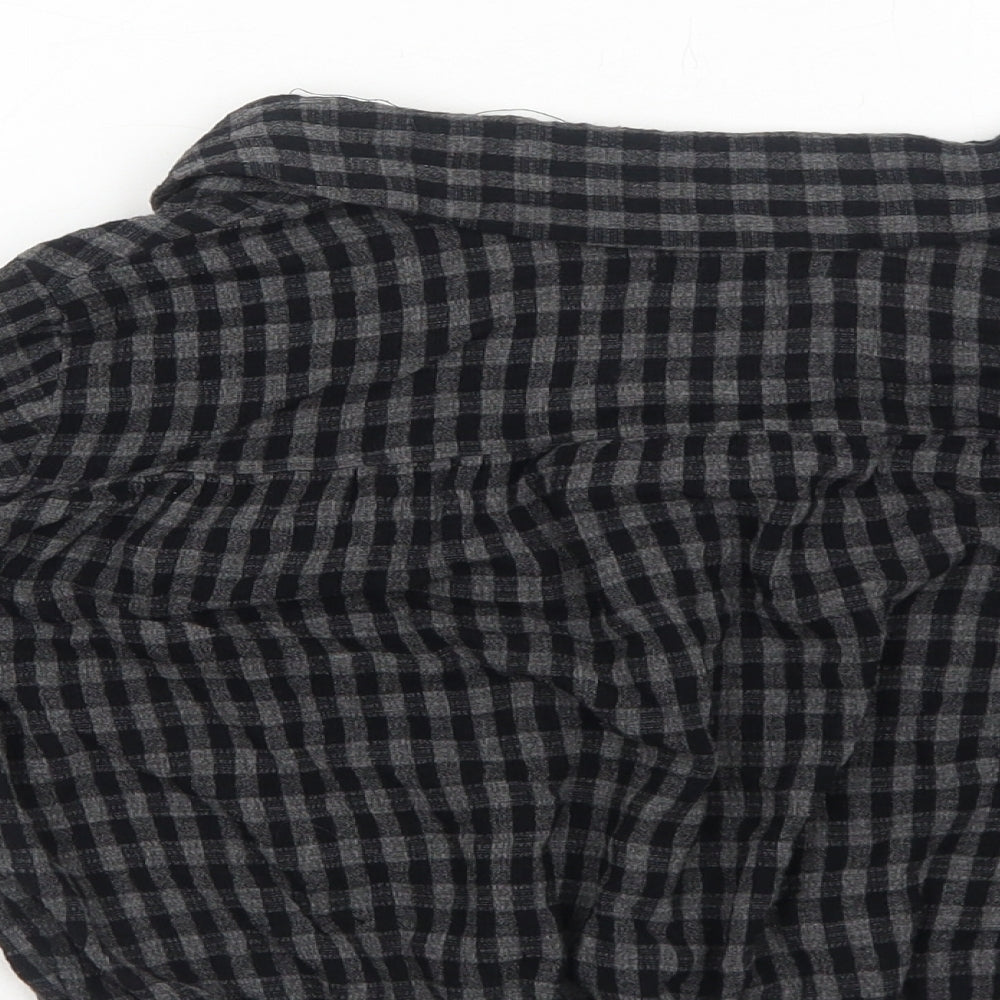 Urban Outfitters Womens Grey Check Viscose Cropped Button-Up Size S Collared