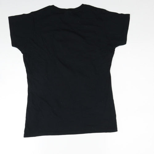 Gildan Womens Black Cotton Basic T-Shirt Size L Round Neck - I Heart Amsterdam Penguin