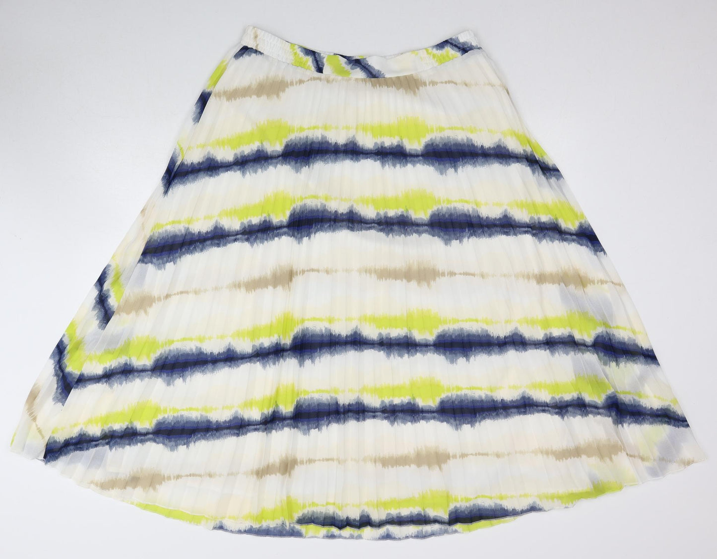 Marks and Spencer Womens Multicoloured Geometric Polyester Pleated Skirt Size 16