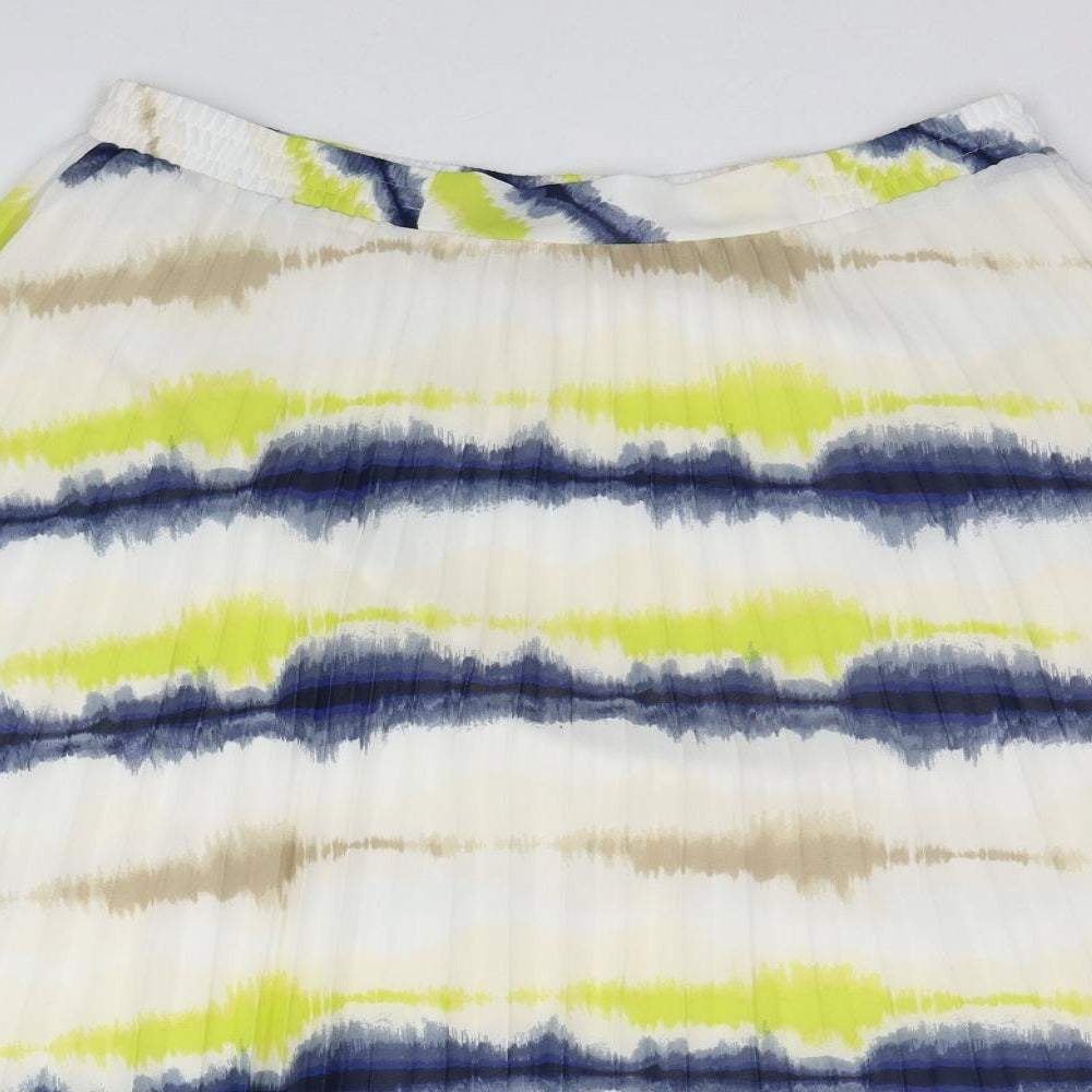Marks and Spencer Womens Multicoloured Geometric Polyester Pleated Skirt Size 16