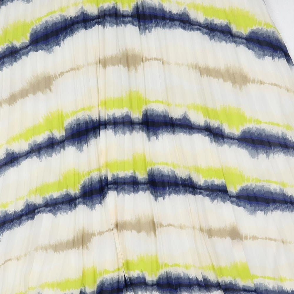 Marks and Spencer Womens Multicoloured Geometric Polyester Pleated Skirt Size 16