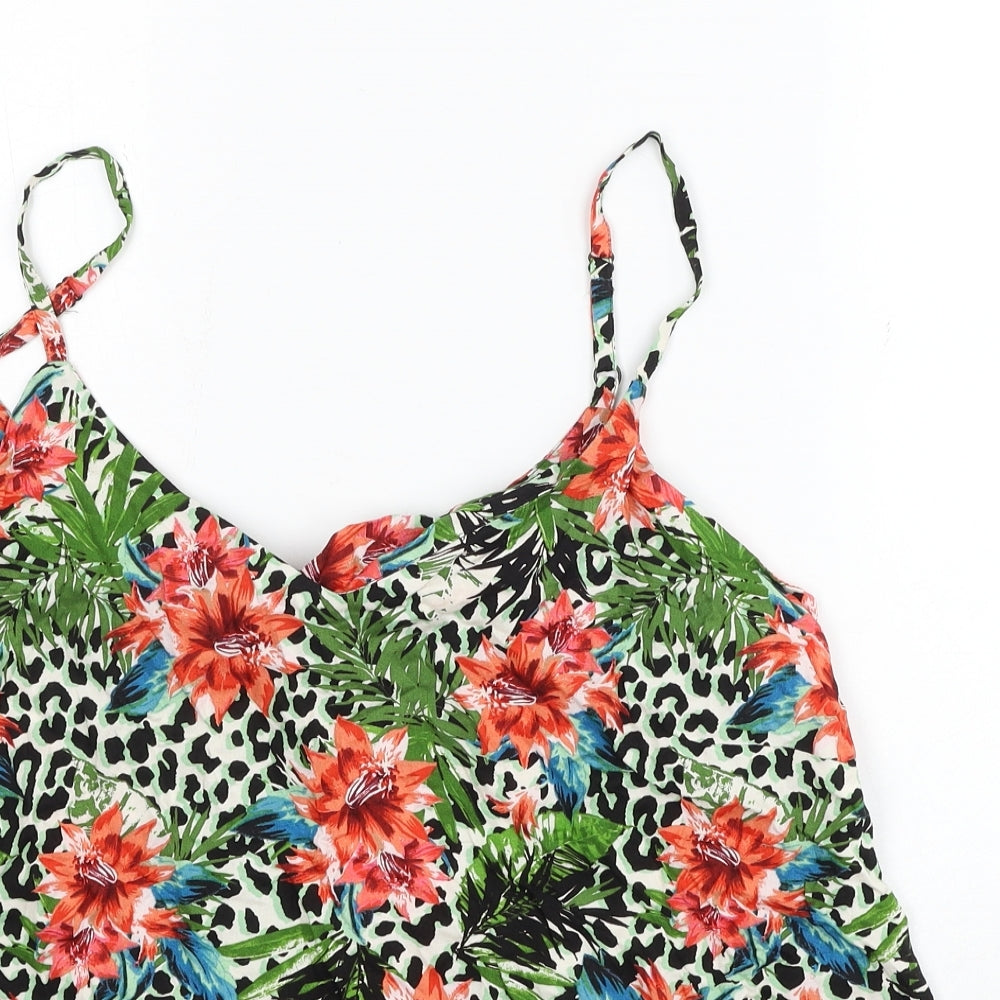 George Womens Multicoloured Animal Print Viscose Basic Tank Size 16 V-Neck - Leopard Pattern Floral