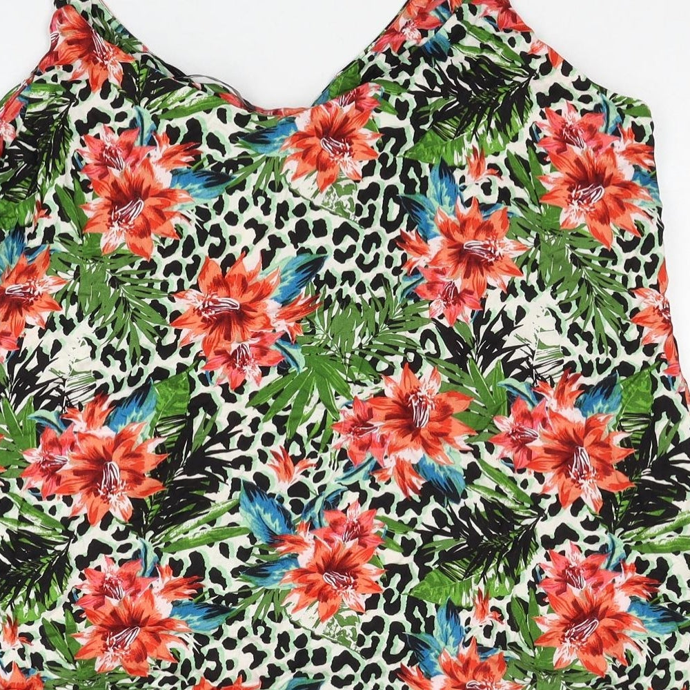 George Womens Multicoloured Animal Print Viscose Basic Tank Size 16 V-Neck - Leopard Pattern Floral