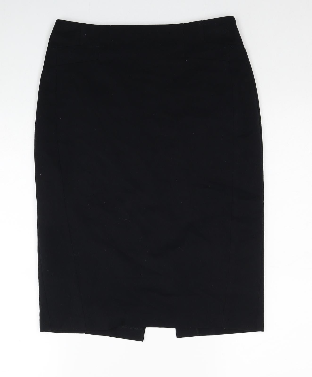 Marks and Spencer Womens Black Polyester Straight & Pencil Skirt Size 8 Zip