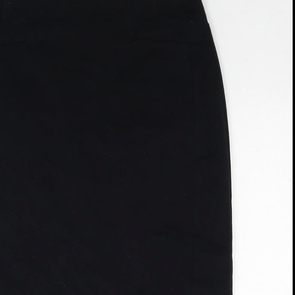Marks and Spencer Womens Black Polyester Straight & Pencil Skirt Size 8 Zip