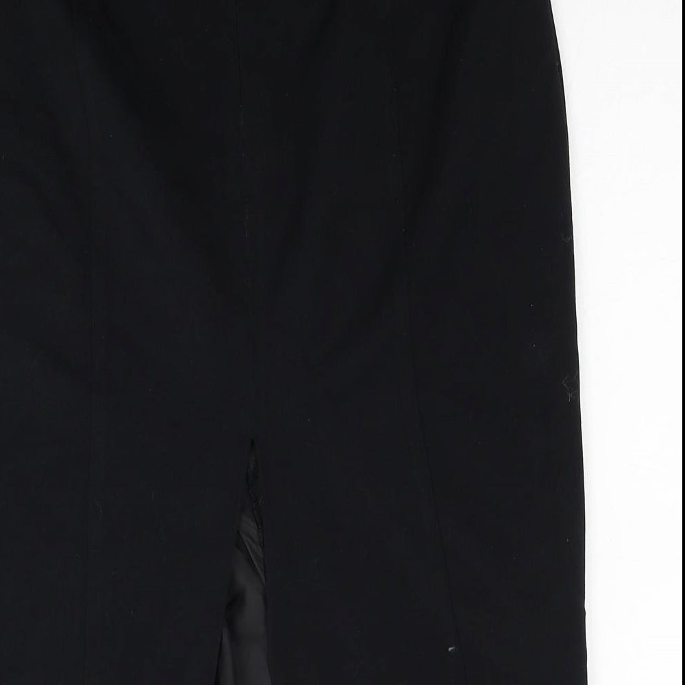Marks and Spencer Womens Black Polyester Straight & Pencil Skirt Size 8 Zip