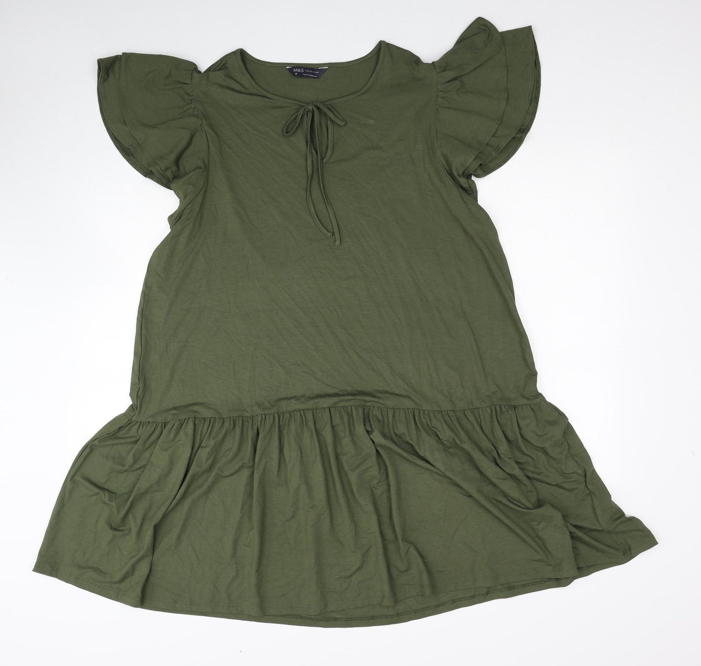 Marks and Spencer Womens Green Viscose A-Line Size 18 Round Neck Pullover