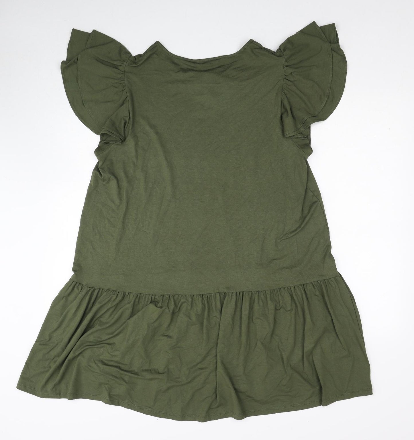Marks and Spencer Womens Green Viscose A-Line Size 18 Round Neck Pullover