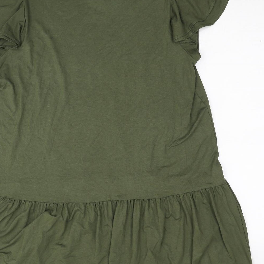 Marks and Spencer Womens Green Viscose A-Line Size 18 Round Neck Pullover