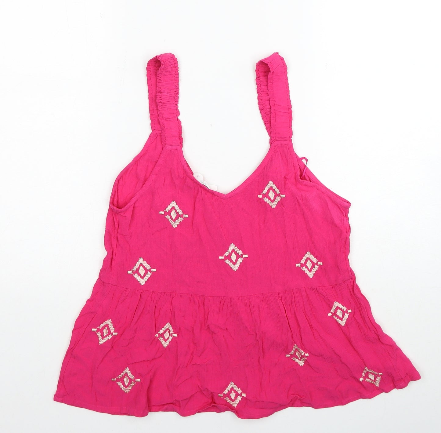 Monsoon Womens Pink Geometric Viscose Basic Tank Size M Scoop Neck