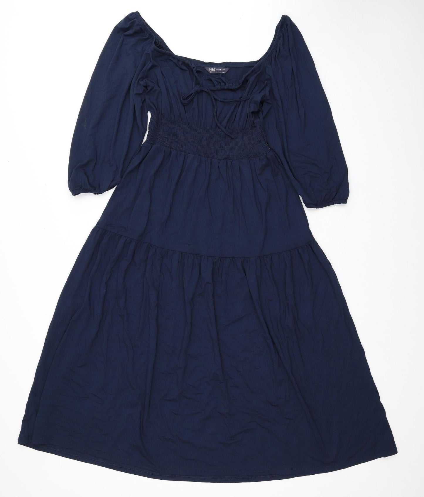 Marks and Spencer Womens Blue Viscose A-Line Size 12 Square Neck Pullover