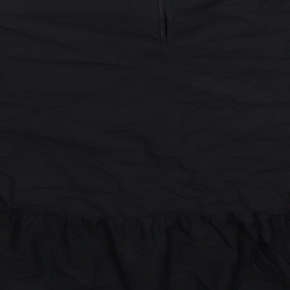 Marks and Spencer Womens Black Cotton Basic Blouse Size 14 Scoop Neck - Smock