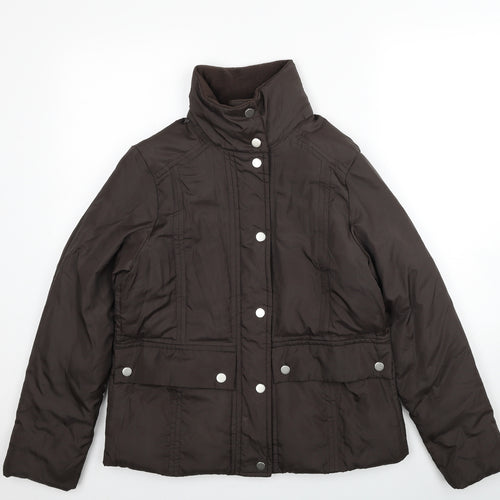 Arquette Womens Brown Jacket Size 12 Zip