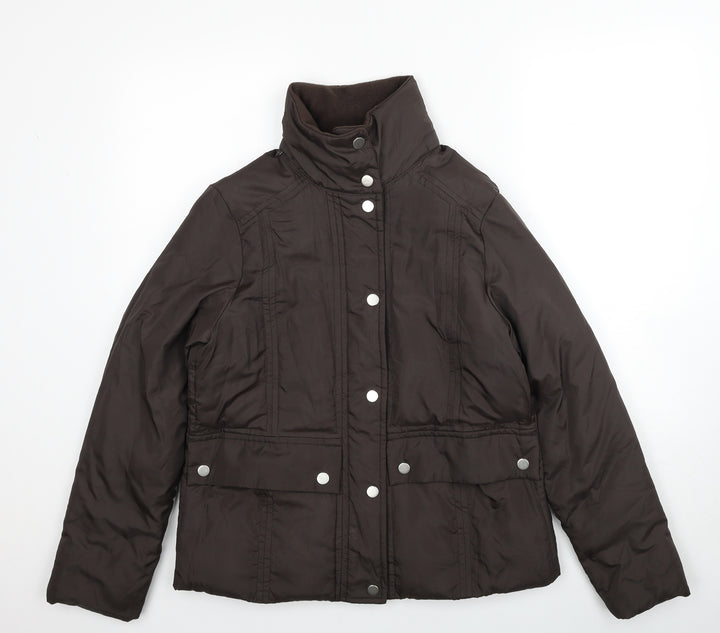 Arquette Womens Brown Jacket Size 12 Zip