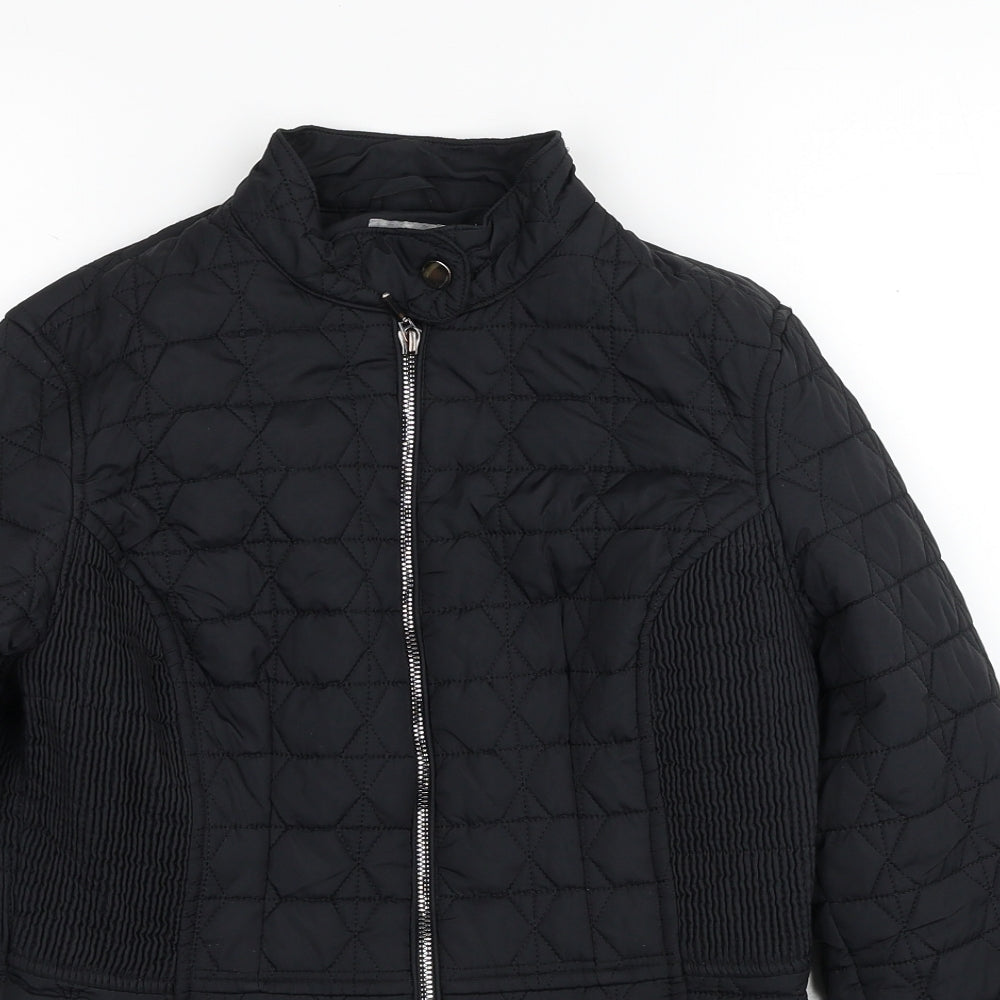 TU Womens Black Quilted Jacket Size 8 Zip