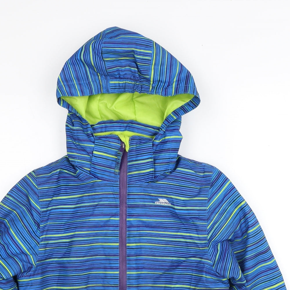 Trespass Boys Blue Striped Jacket Size 7-8 Years Zip