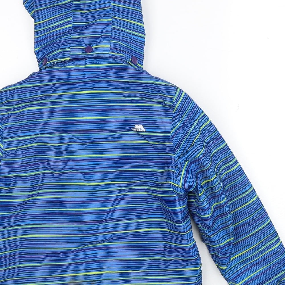 Trespass Boys Blue Striped Jacket Size 7-8 Years Zip