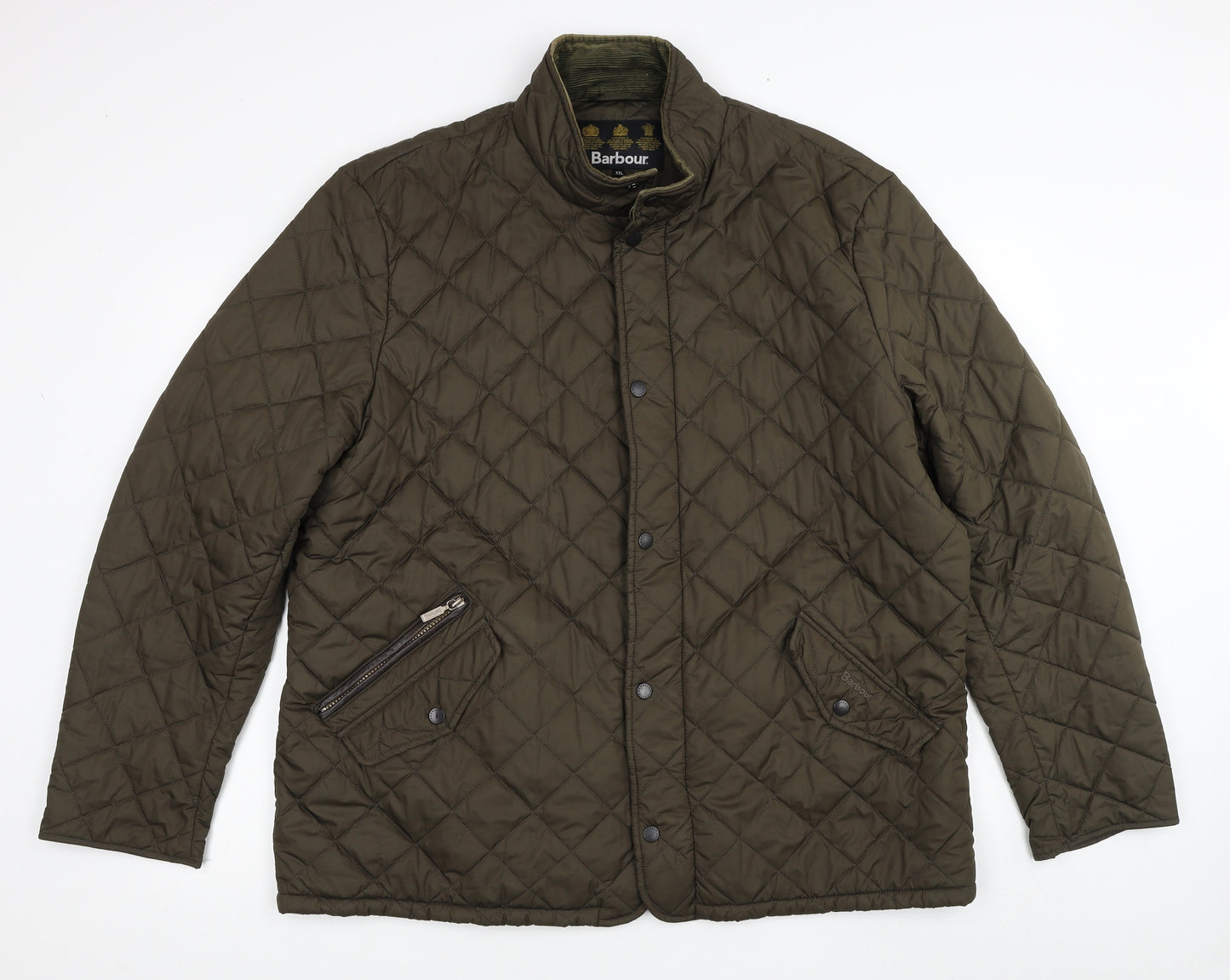 Barbour Mens Brown Quilted Coat Size 2XL Zip
