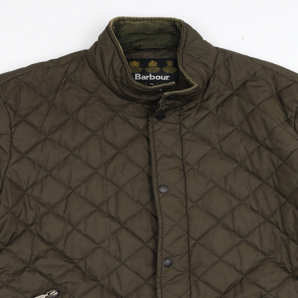 Barbour Mens Brown Quilted Coat Size 2XL Zip