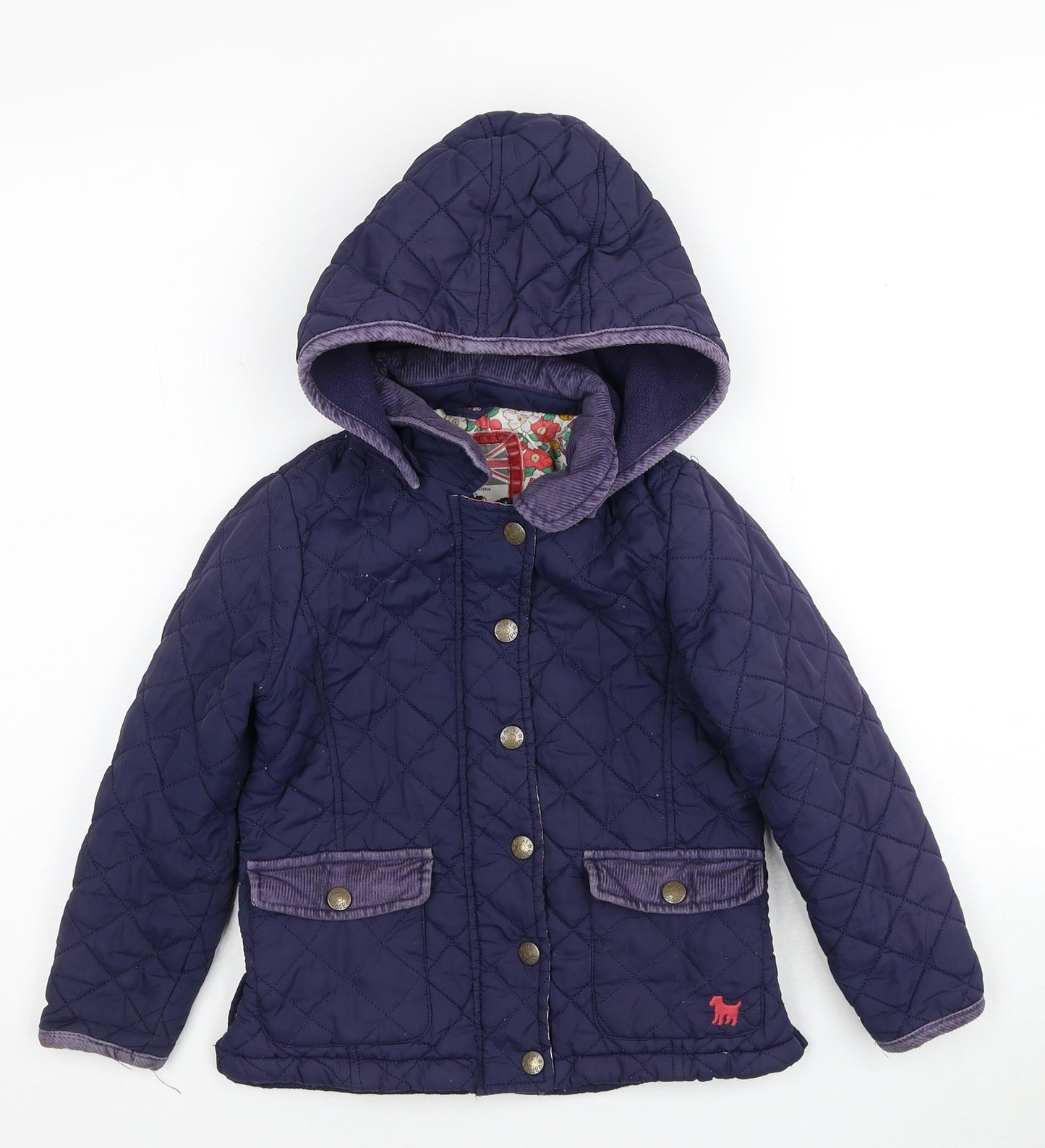 Boden Girls Blue Quilted Jacket Size 4-5 Years Zip