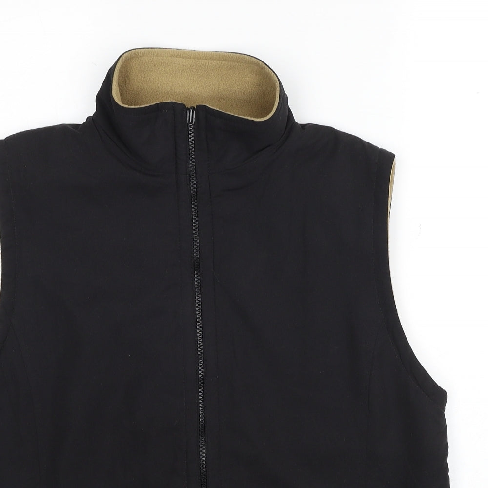 Bonmarché Womens Black Gilet Jacket Size S Zip - Reversable