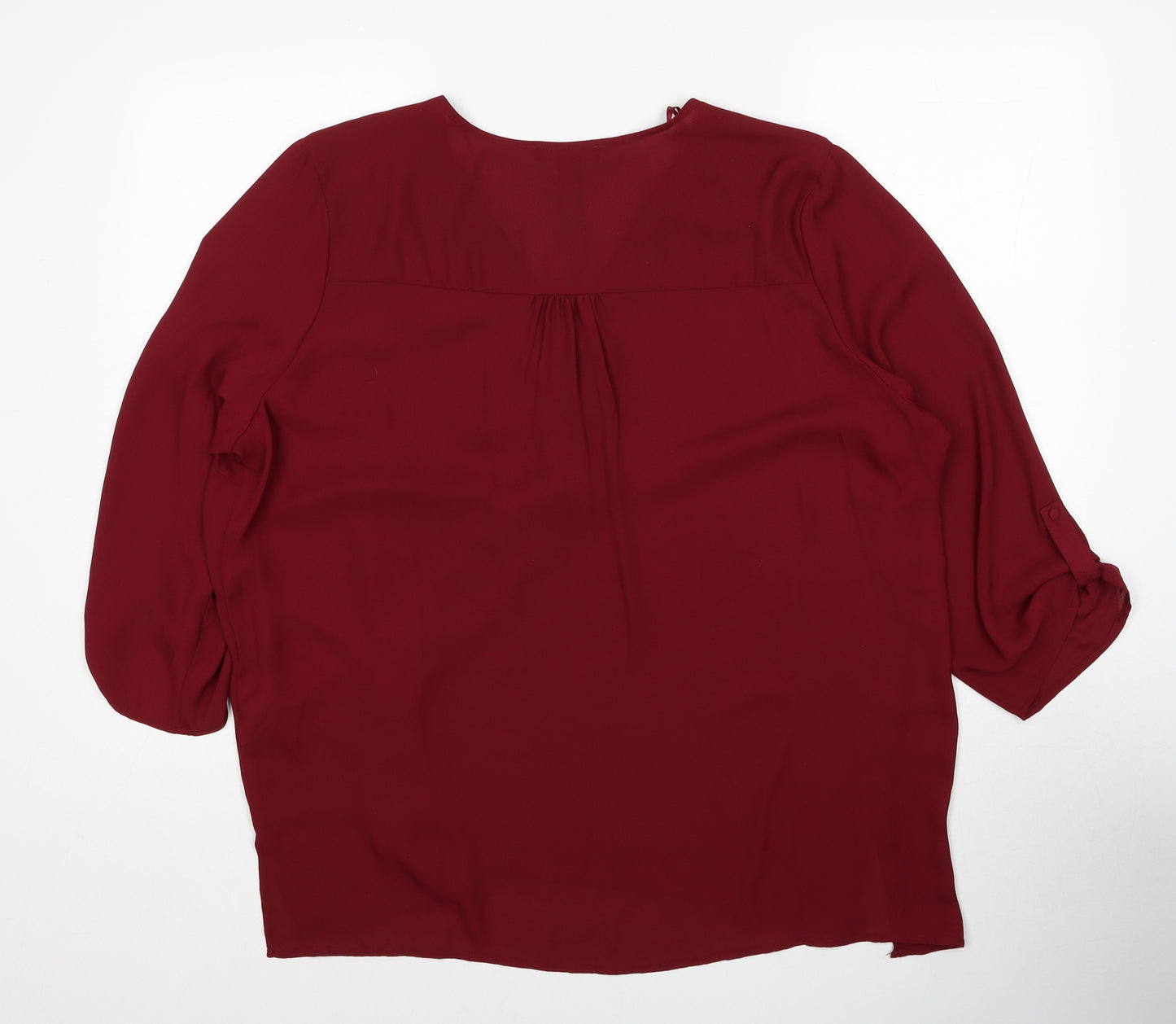 Primark Womens Red Polyester Basic Blouse Size 20 V-Neck