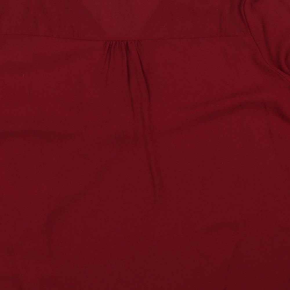 Primark Womens Red Polyester Basic Blouse Size 20 V-Neck