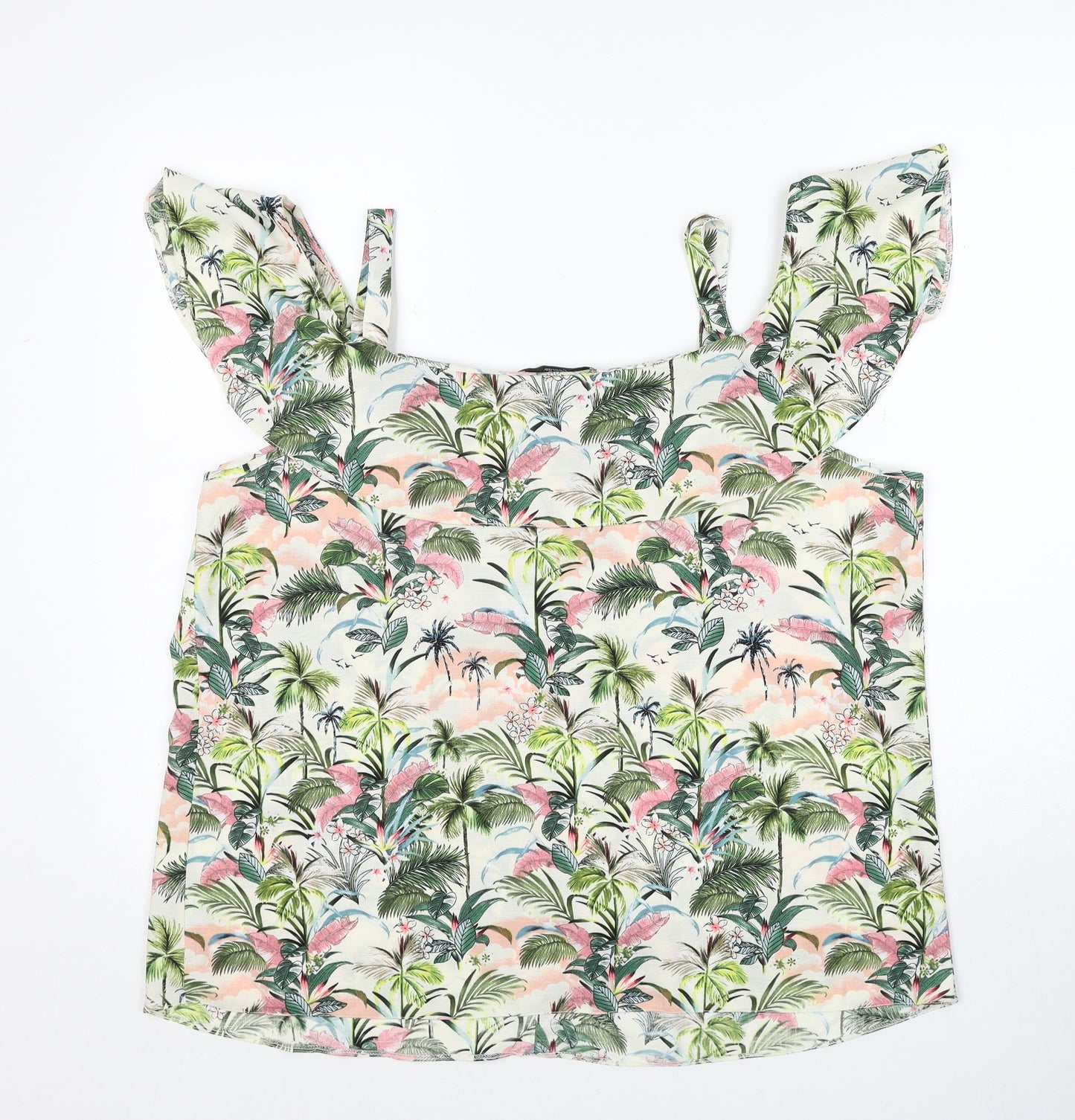 George Womens Multicoloured Geometric Polyester Basic Blouse Size 18 Scoop Neck - Jungle Print Cold Shoulder