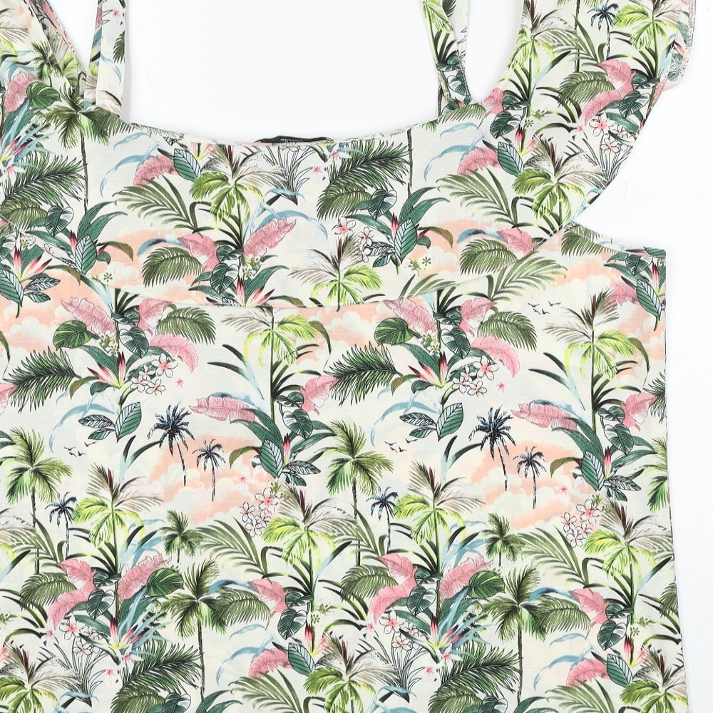 George Womens Multicoloured Geometric Polyester Basic Blouse Size 18 Scoop Neck - Jungle Print Cold Shoulder