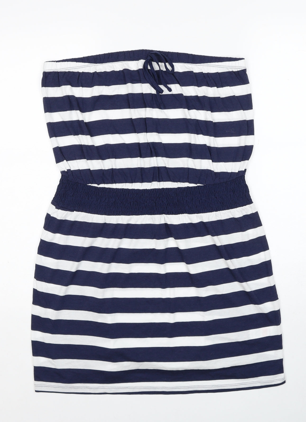 Matalan Womens Blue Striped Cotton Tank Dress Size L Square Neck Pullover