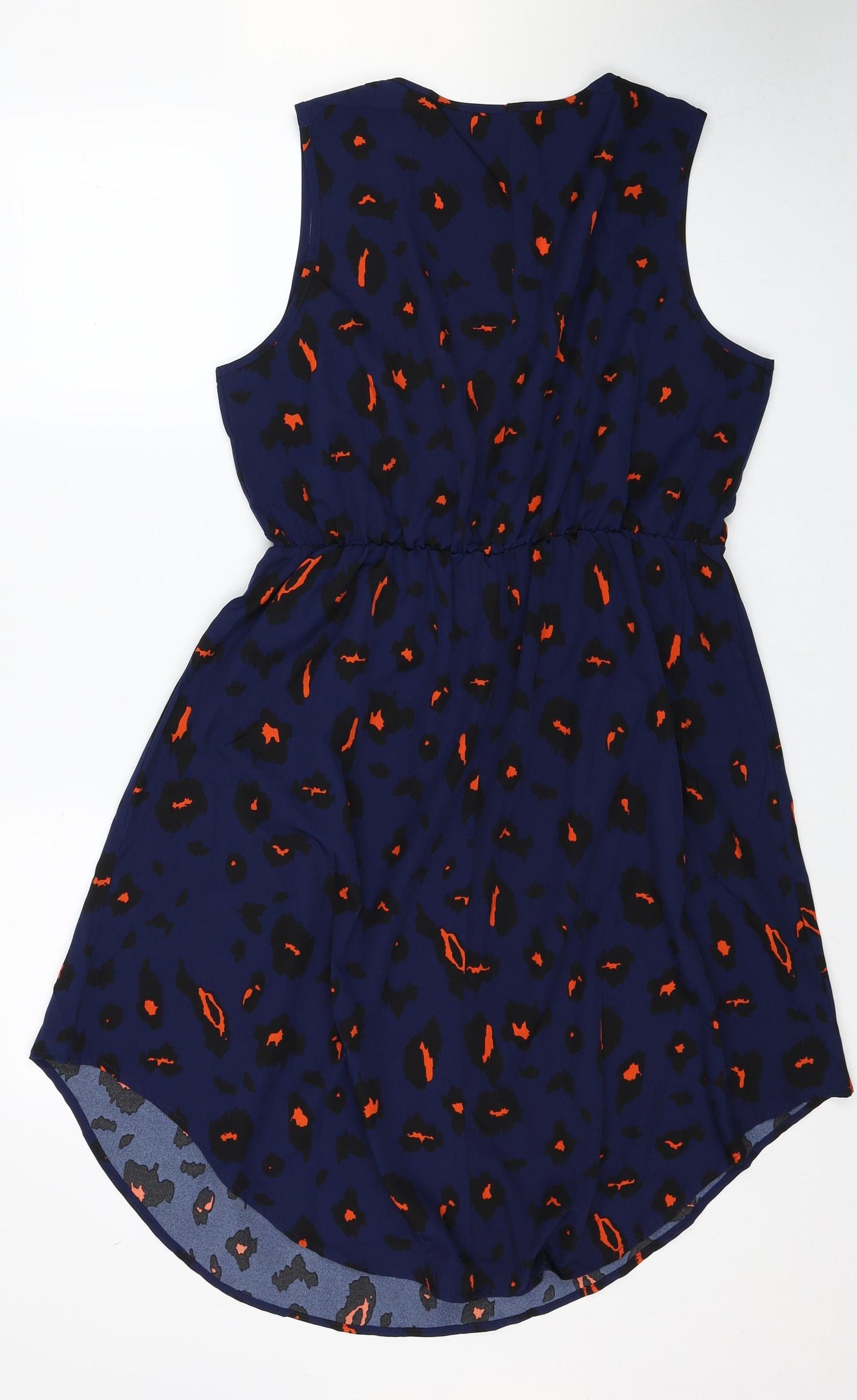 SheIn Womens Blue Animal Print Polyester Fit & Flare Size XL V-Neck Pullover - Leopard Pattern