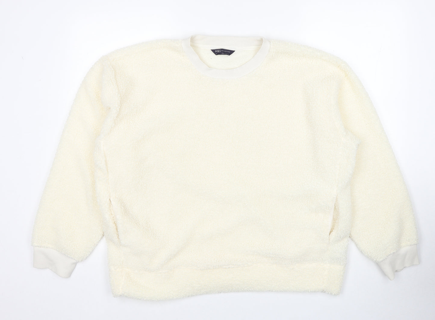 Marks and Spencer Womens Ivory Polyester Pullover Sweatshirt Size 16 Pullover