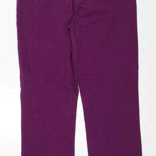 Damart Womens Purple Cotton Straight Jeans Size 14 Regular Zip