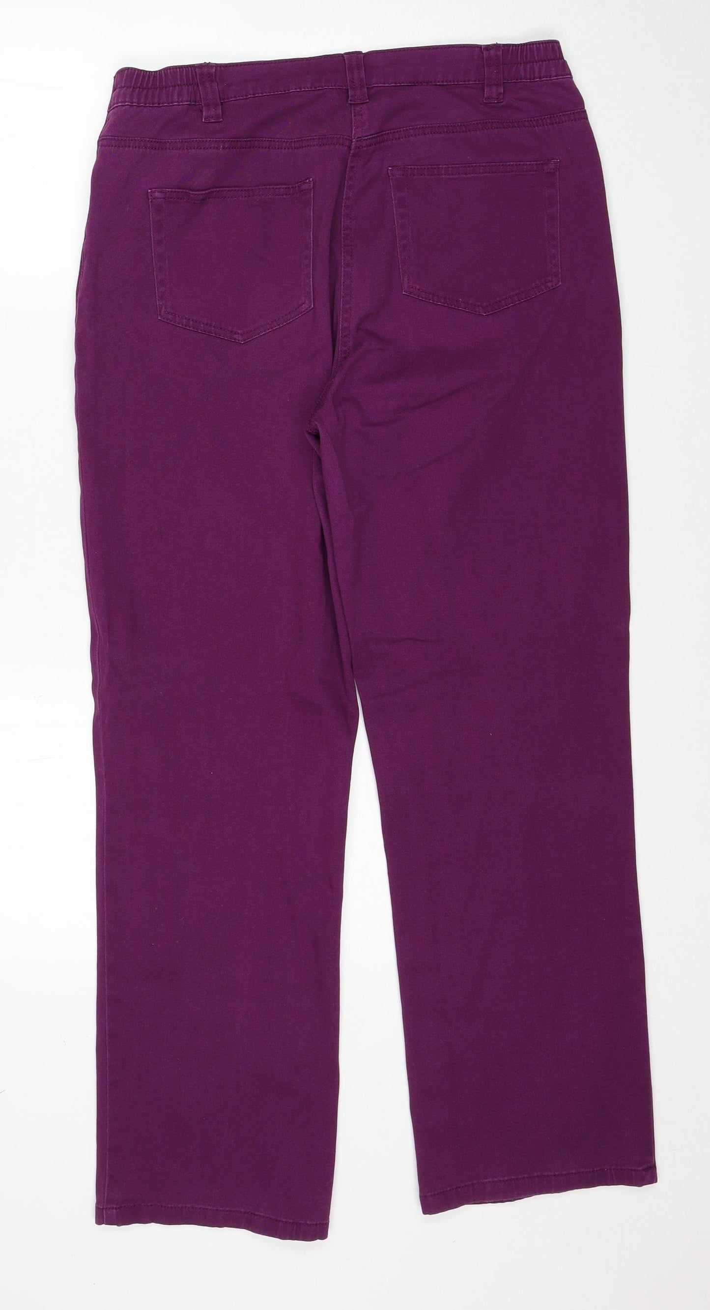 Damart Womens Purple Cotton Straight Jeans Size 14 Regular Zip