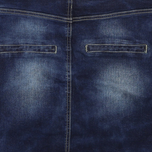 Facinate Womens Blue Cotton A-Line Skirt Size L Zip