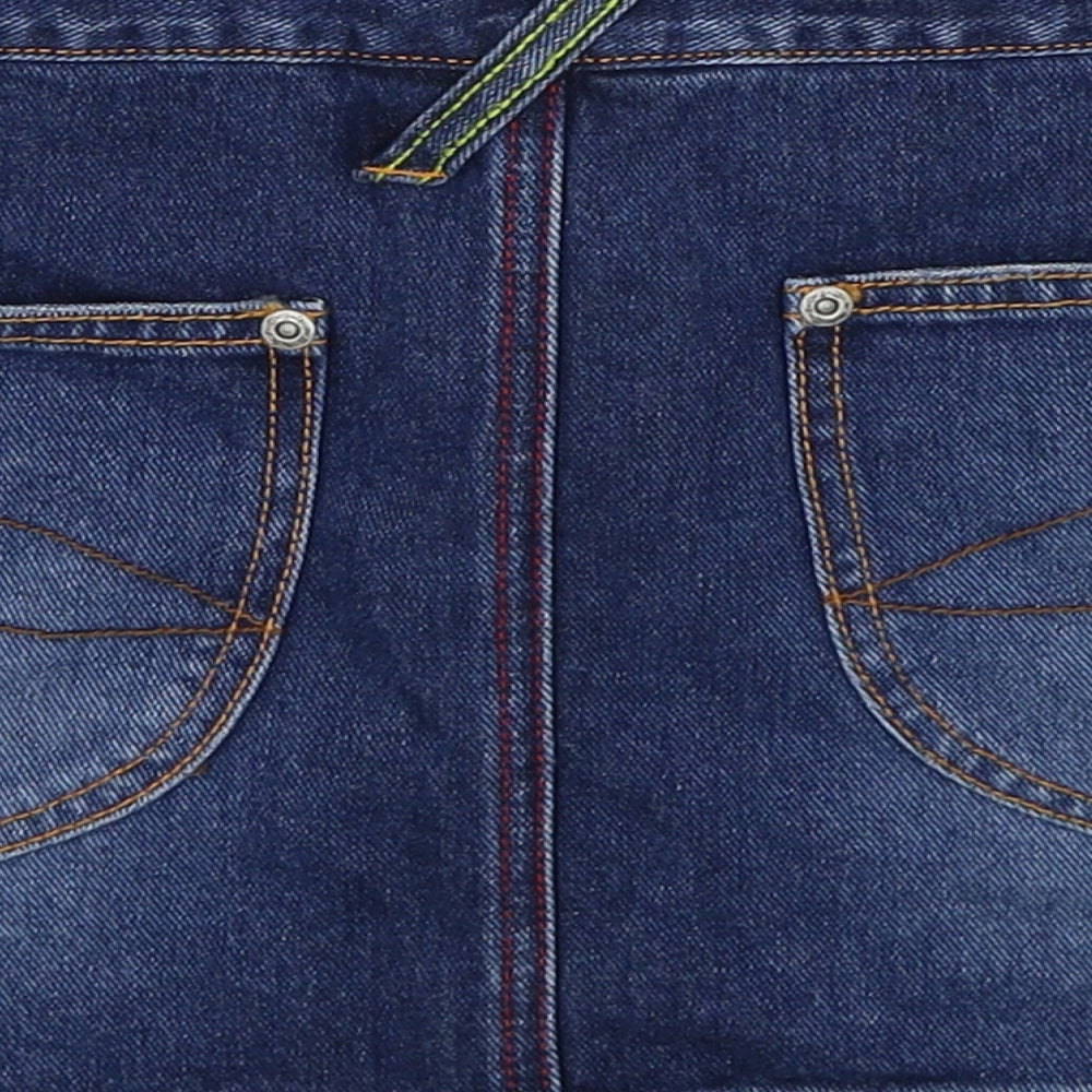 Topshop Womens Blue Cotton Mini Skirt Size 10 Zip