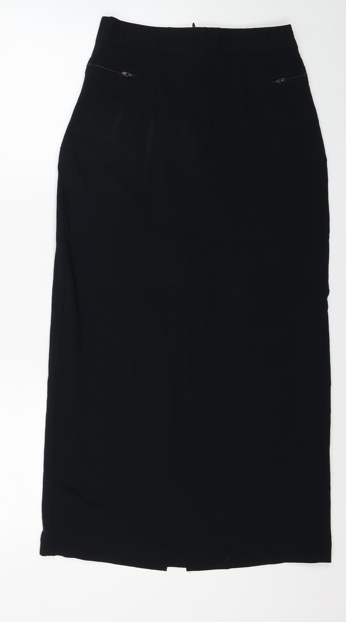 ES Design Womens Black Viscose A-Line Skirt Size 10 Zip