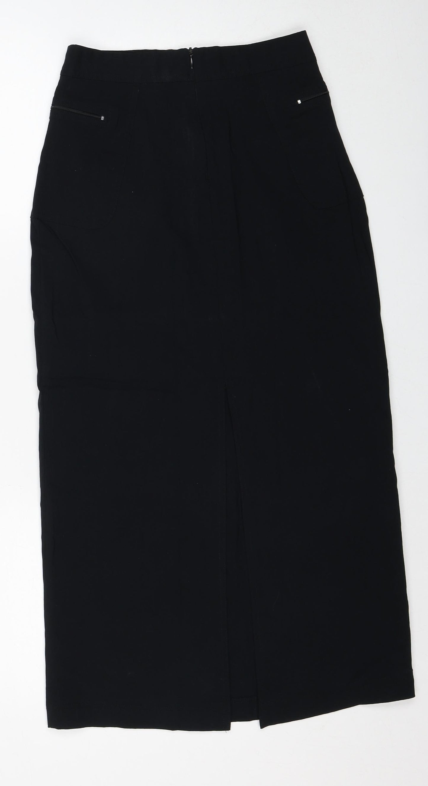 ES Design Womens Black Viscose A-Line Skirt Size 10 Zip