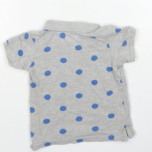 H&M Boys Grey Polka Dot Cotton Basic Polo Size 3-6 Months Collared Button