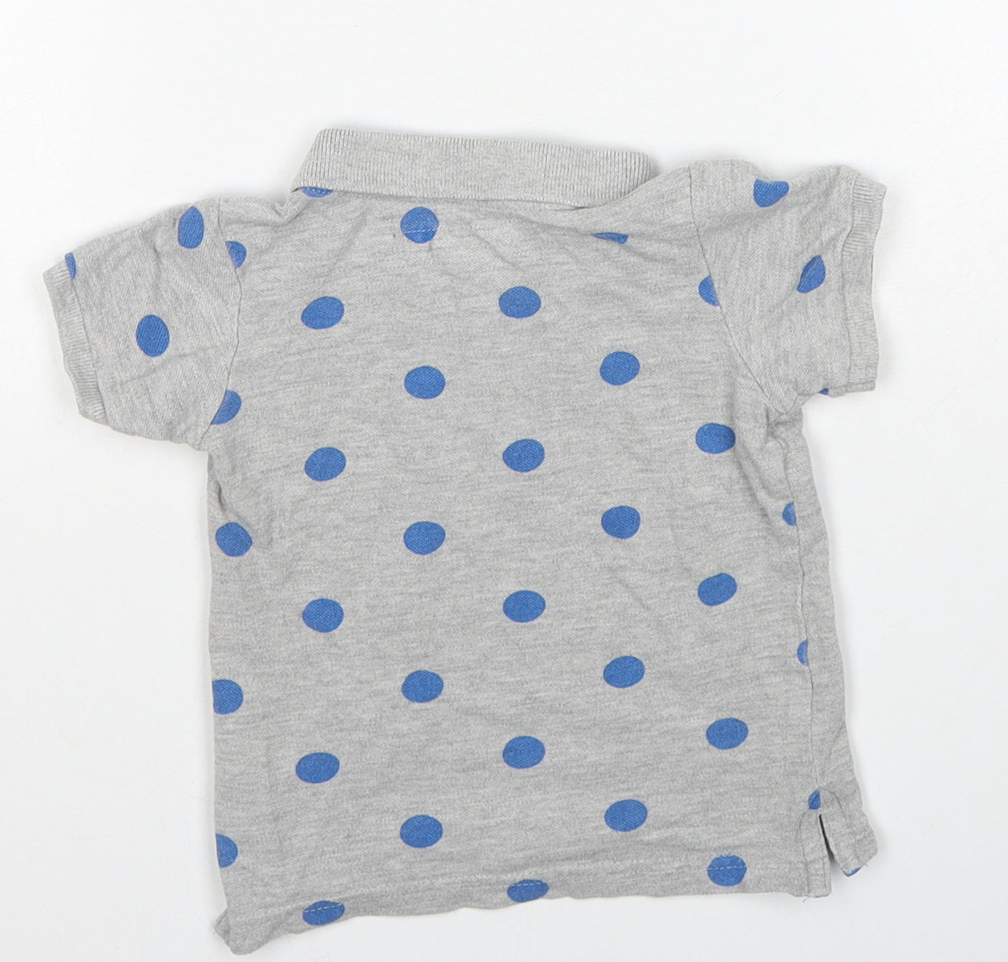 H&M Boys Grey Polka Dot Cotton Basic Polo Size 3-6 Months Collared Button