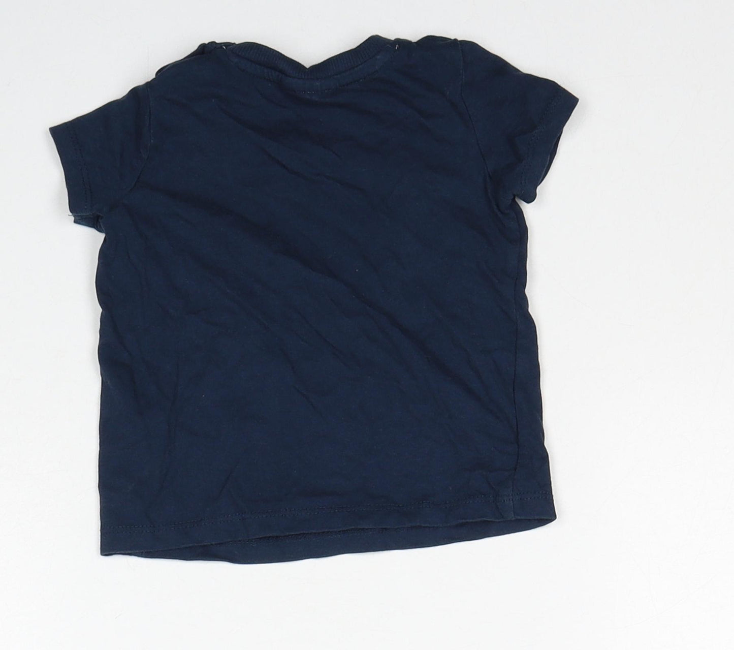 So Cute Boys Blue Cotton Basic T-Shirt Size 9-12 Months Round Neck Pullover - Lighthouse