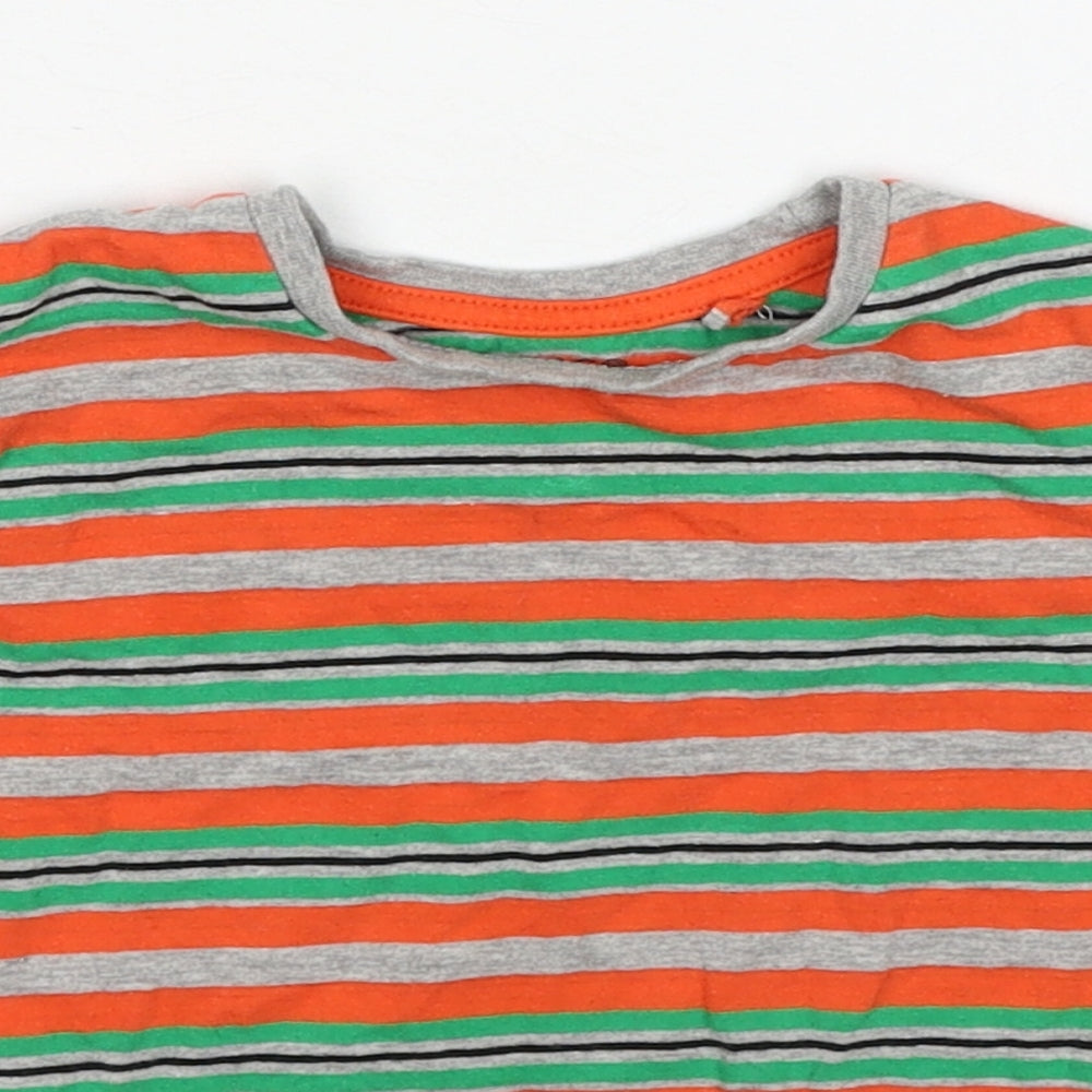 Jeff&Co Boys Orange Striped Cotton Basic T-Shirt Size 18-24 Months Round Neck Pullover