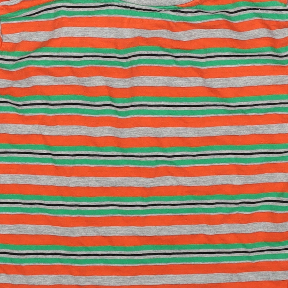 Jeff&Co Boys Orange Striped Cotton Basic T-Shirt Size 18-24 Months Round Neck Pullover