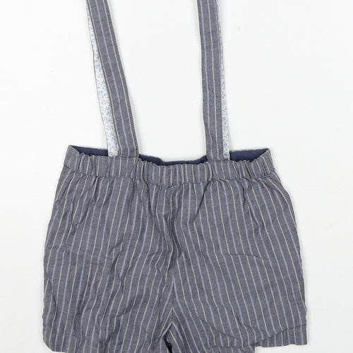 John Lewis Boys Grey Striped Cotton Dungaree One-Piece Size 18-24 Months Button