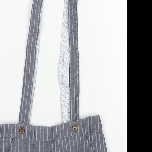John Lewis Boys Grey Striped Cotton Dungaree One-Piece Size 18-24 Months Button